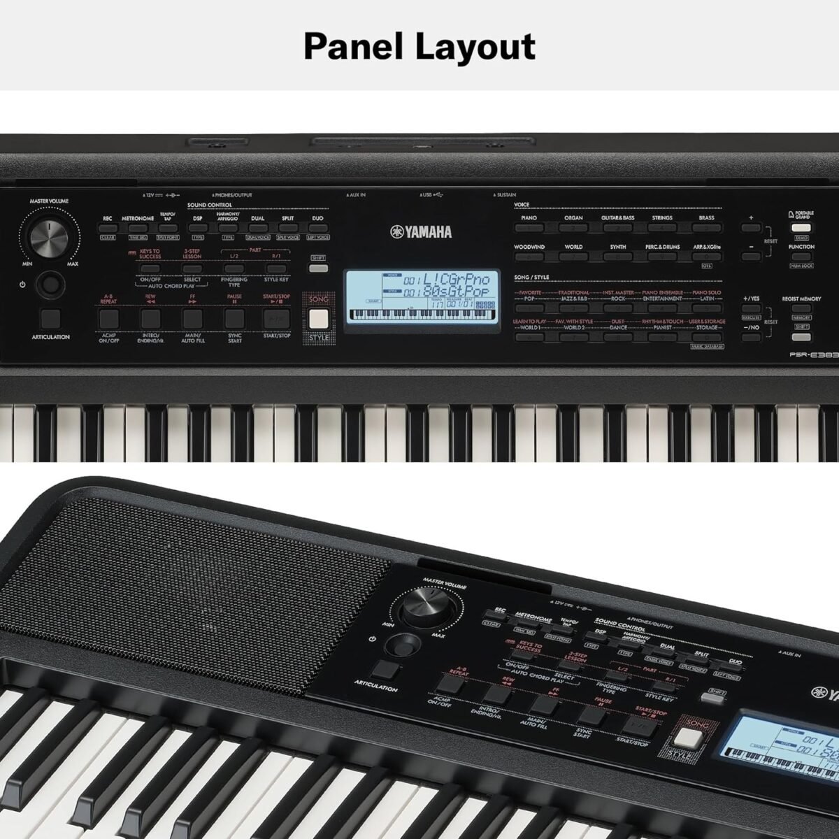 yamaha psr E 383 keyboard panel image