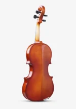 Back view of Smiger V-85S violin showing basswood back and natural finish